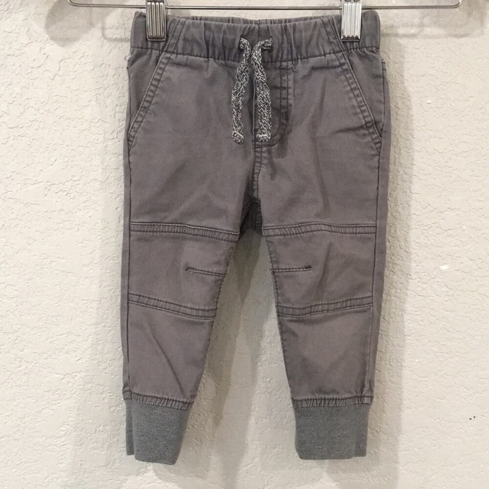Cat & Jack Toddler Baby Boys Sz 12M Gray Jogger Khaki Pants Stretch